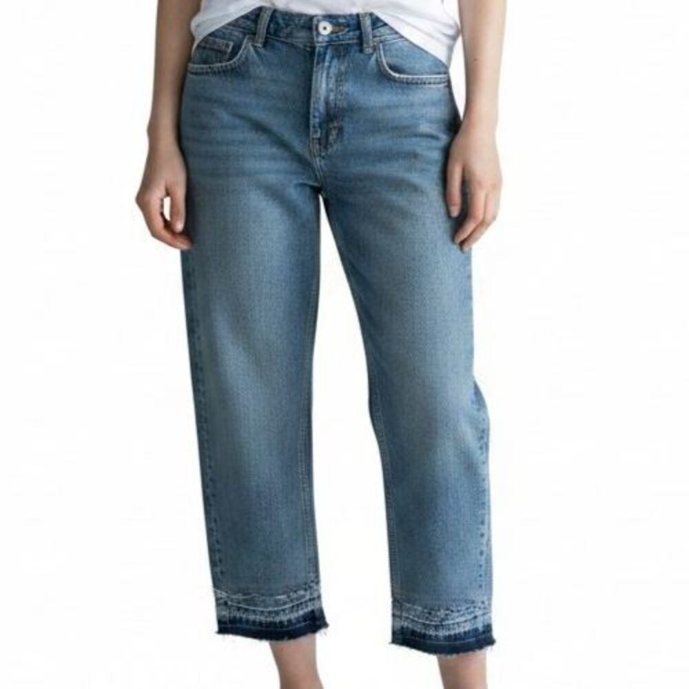 All Saints Cropped Boyfriend Jeans Women 26 Distressed Denim Frayed